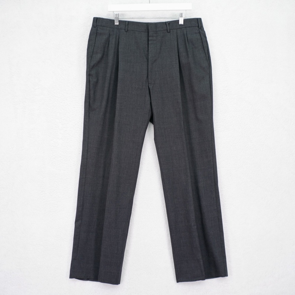 Tailors Row Deansgate Worsted Wool Gray Dress Pants Trousers 37 /‎ 32 Pleated